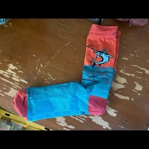 Darn tough wool socks.Fish design- Marlin/sailfish